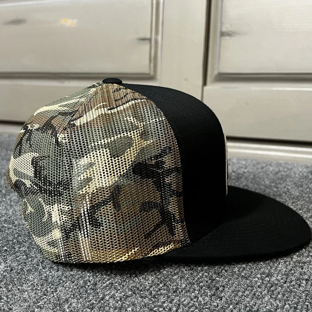 Brixton Mfg Co Trucker Snapback Hat Cap Adjustable Black Patch Mesh Back Camo